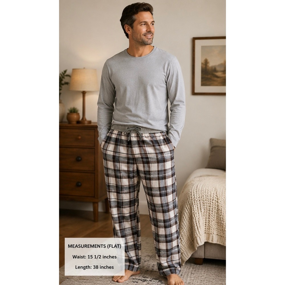 Eddie Bauer Lounge Men's M Plaid Pajama Pants 100% Cotton Drawstring Sleepwear